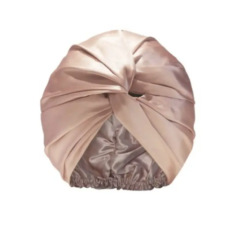 Champagne colored Silk turban bonnet 