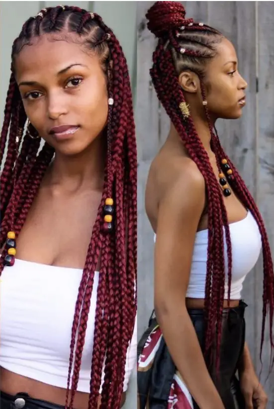 Half cornrows and box braids