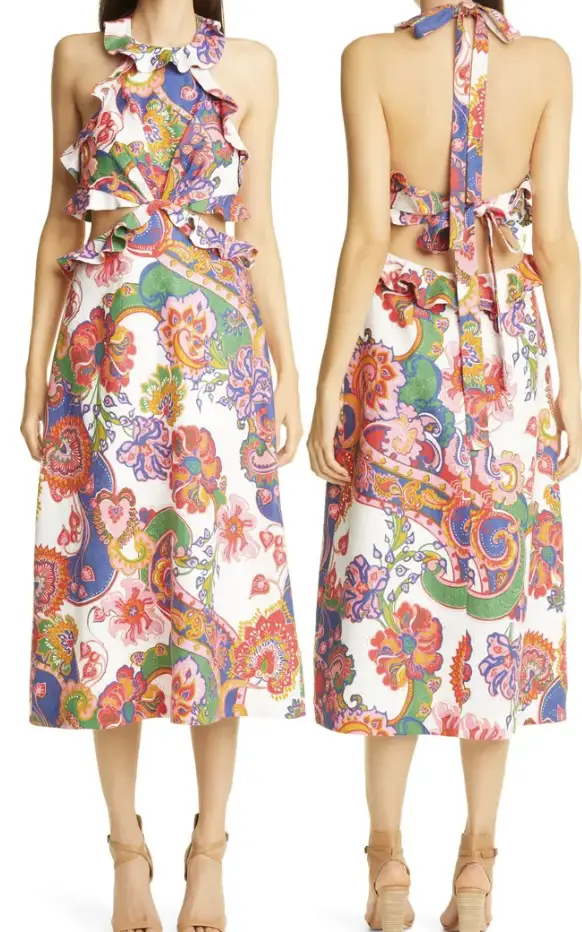 Tie back floral print dress