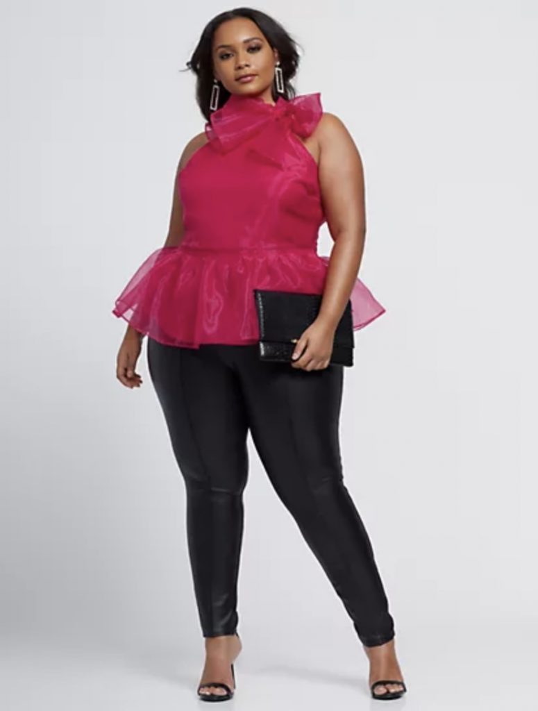 Pink Full peplum halter tops 