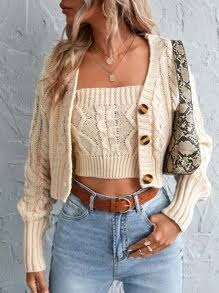 Caleb knit cream cropped cardigan 