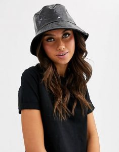 Black Vinyl bucket hats 