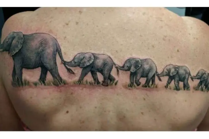 Family line replica of elephants