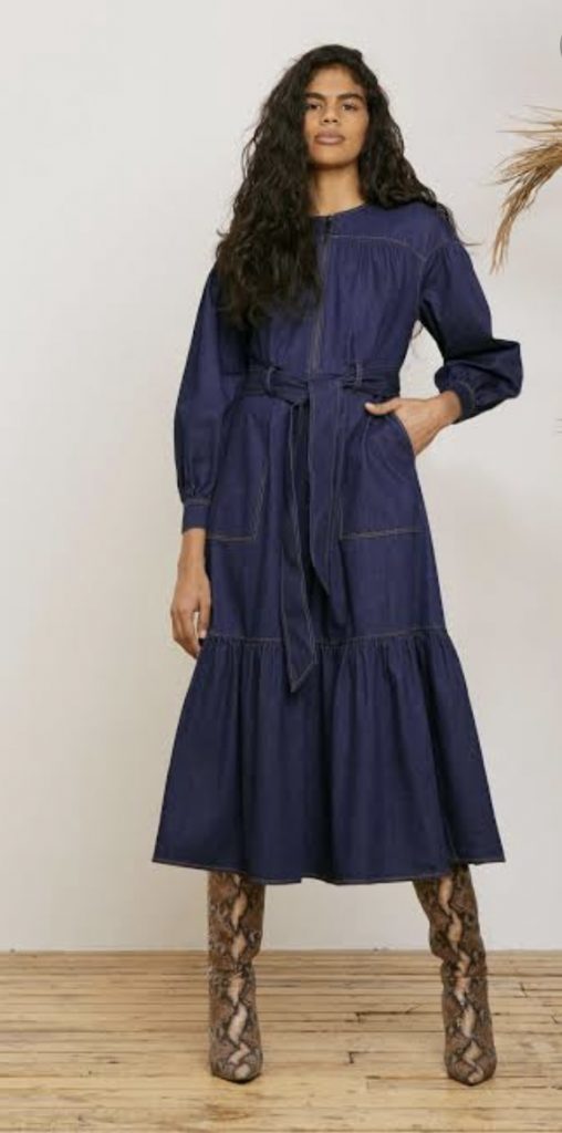 Long Tiered denim dress