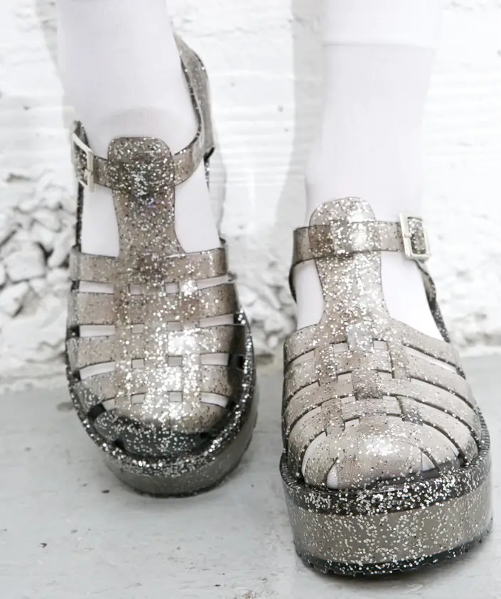 Platform jelly shoes with socks design