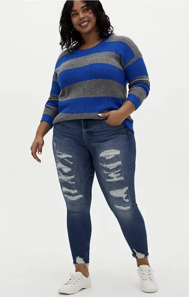 Stripes of Blue and grey sweaters