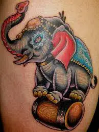 Circus adorned elephant 