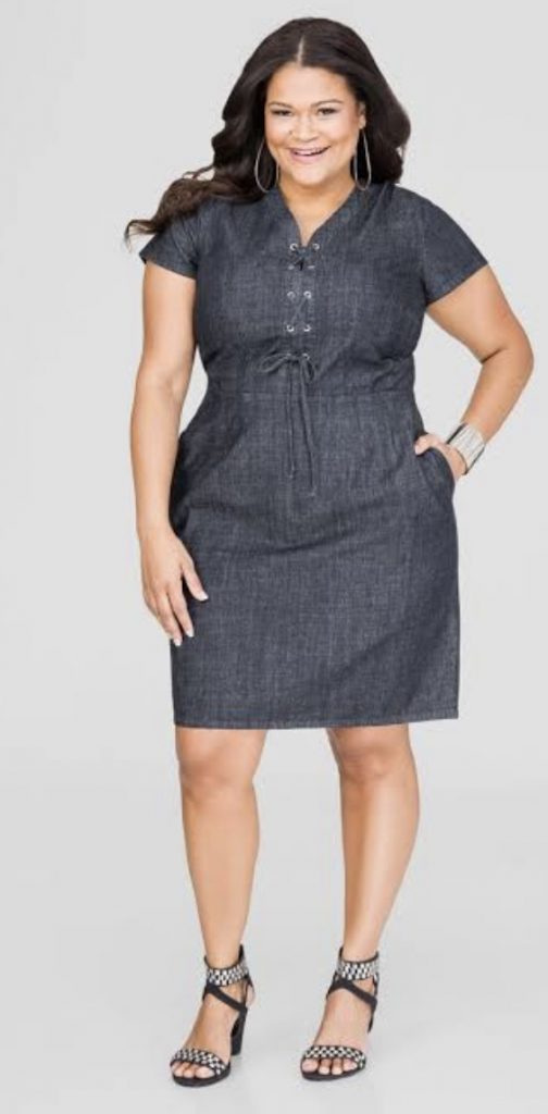 Lace up dress look, grey colored 