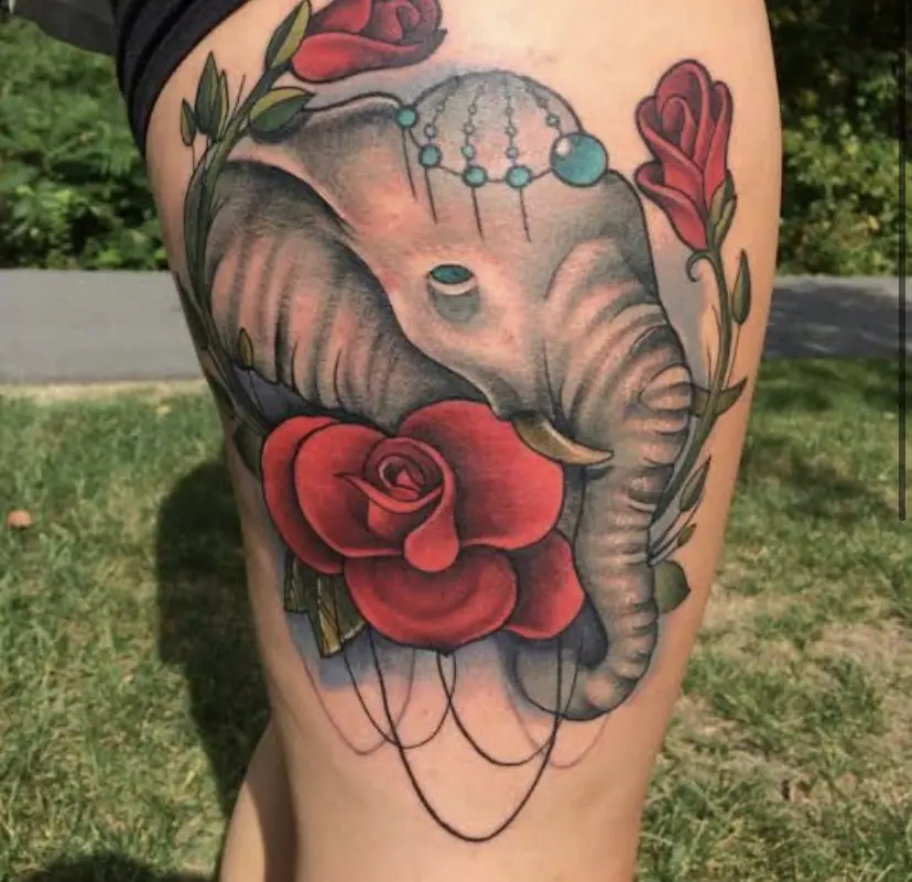 Flower clutching elephant 