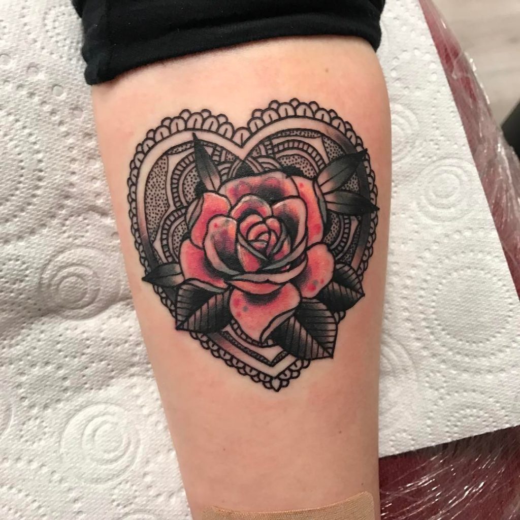 real heart and rose tattoo designs