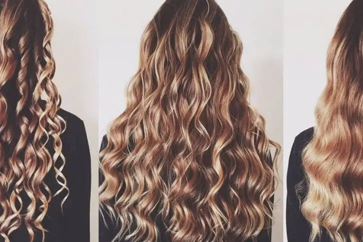 different types of curls, from a curling wand
