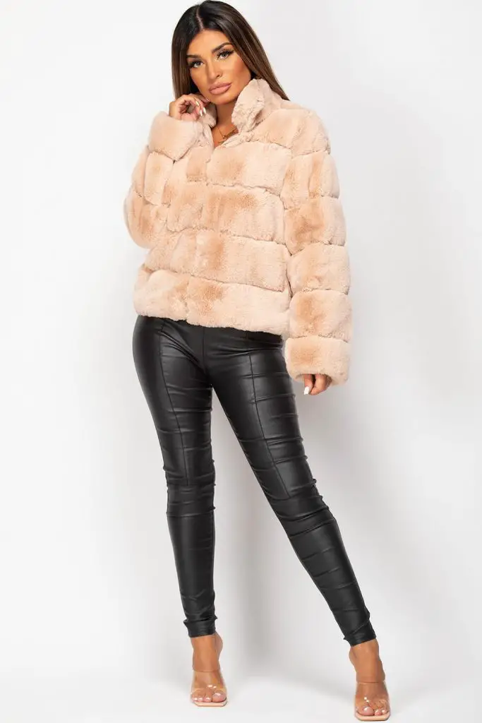 pin faux fur padded jacket 