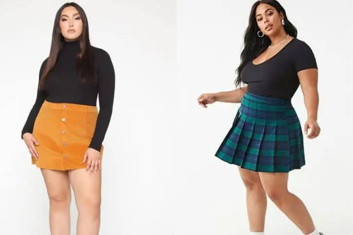 two mini skirt outfits