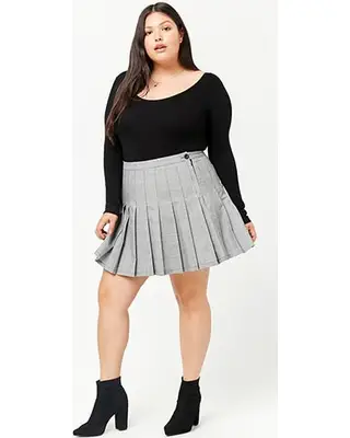 ash plaid checkered pleated skirts