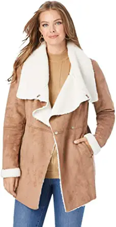 faux shearling brown and cream coat