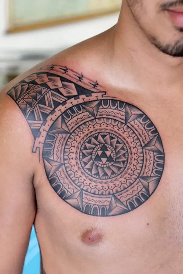 tribal tattoo on the chest