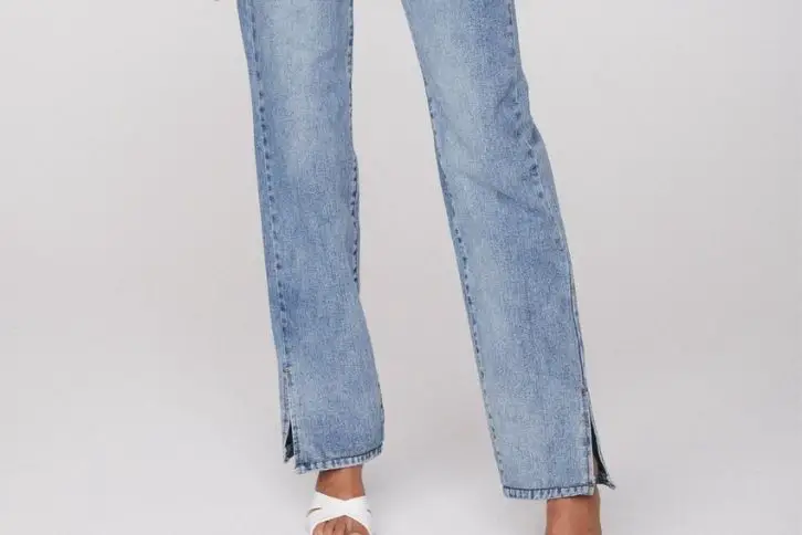Split wide leg jeans