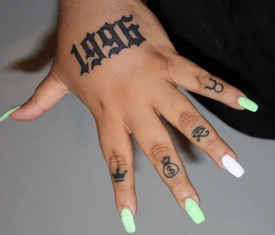 Number date tattoo on the hand