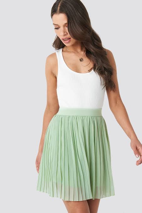 Mint green pleated outfit