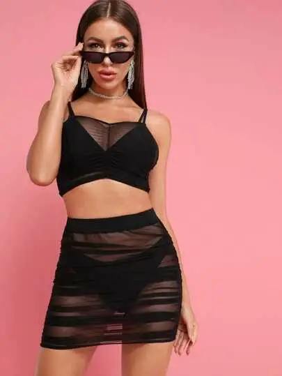 Black sheer two piece outfit 