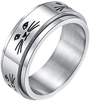 Alextina stress relief stainless steel spinner ring 
