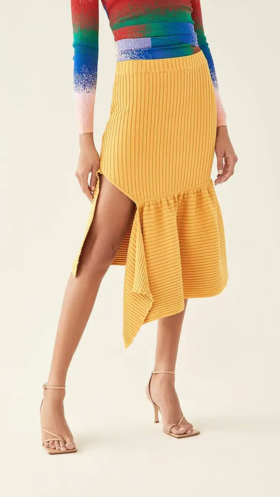 asymmetrical yellow skirt
