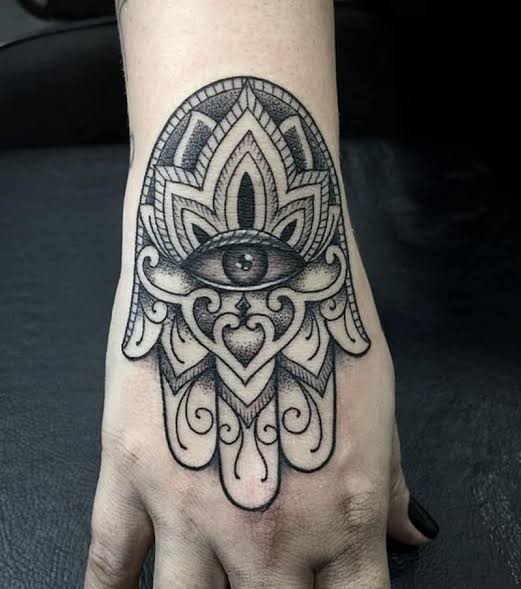 Hamsa eye tattoo 