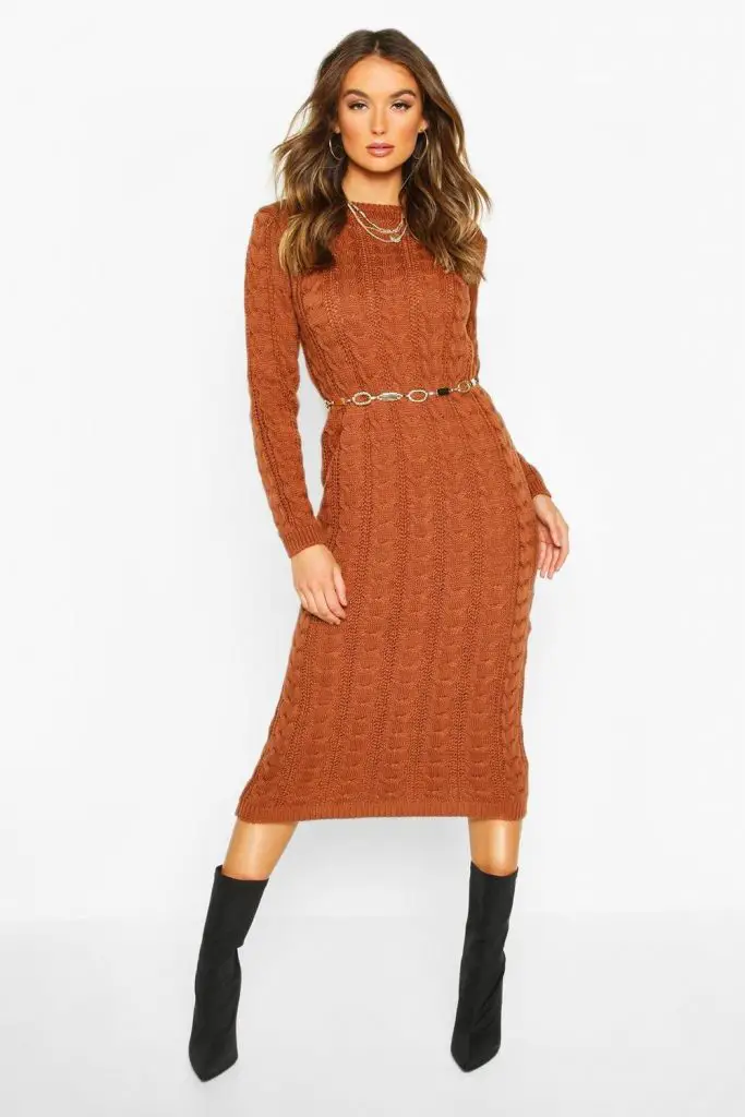 Cable-knit sweater dress 