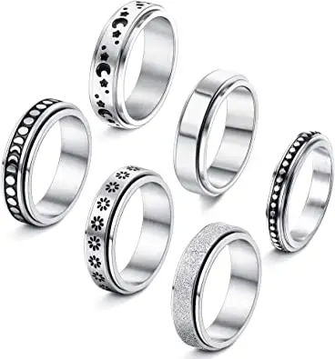 Fibo Steel 6-pieces stainless steel spinner rings 