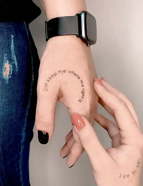 hand quotes tattoo design