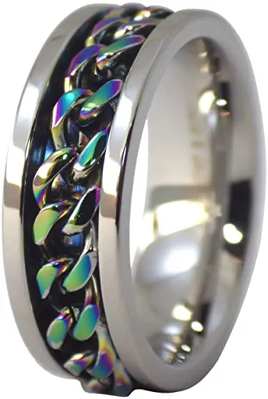 Rainbow chain spinner ring 