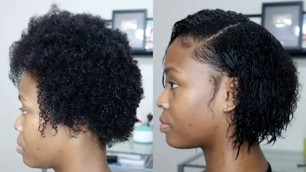 the before and after effect of applying hair texurizer