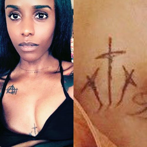 Angel haze tattoo on sternum