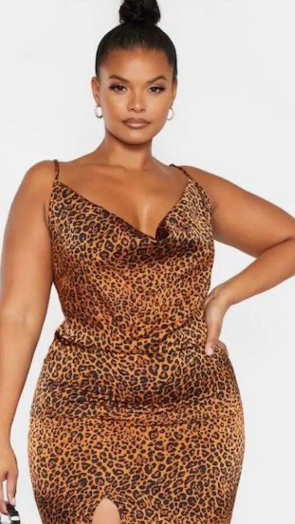 leopard print slip dress curvy girl