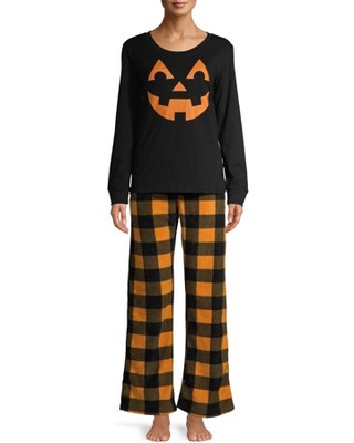 black and orange plaid pattern pajamas