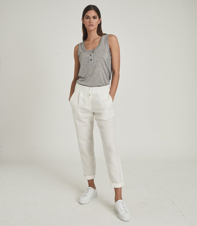 cuffed hem linen pants women