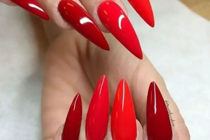 different shade of red nails design