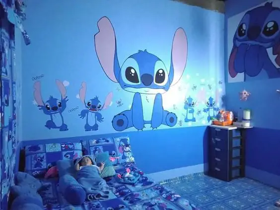 blue themed stitch bedroom