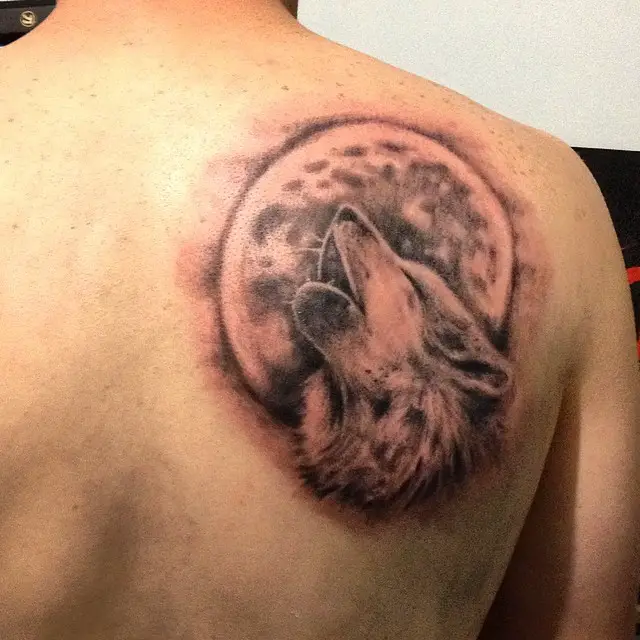 tattoos with moons and wolf design