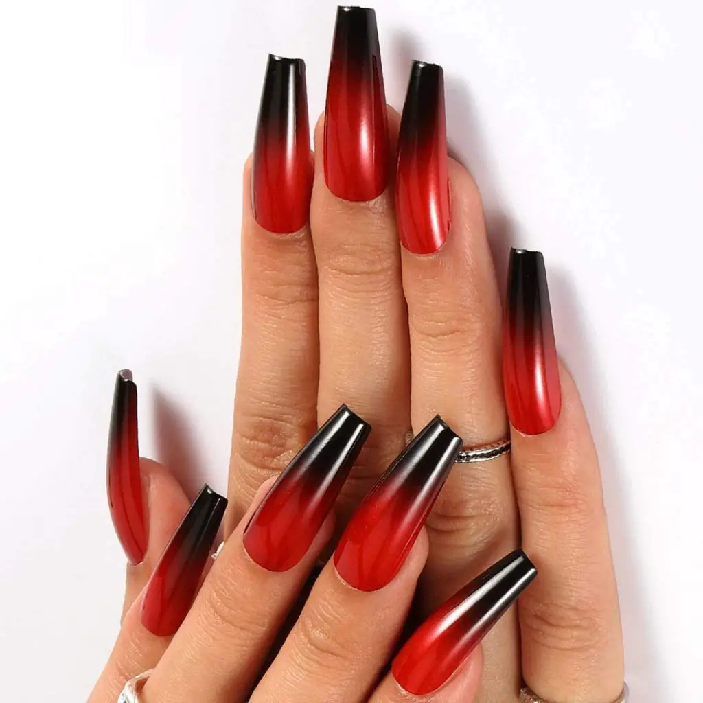 red and black ombre nail design