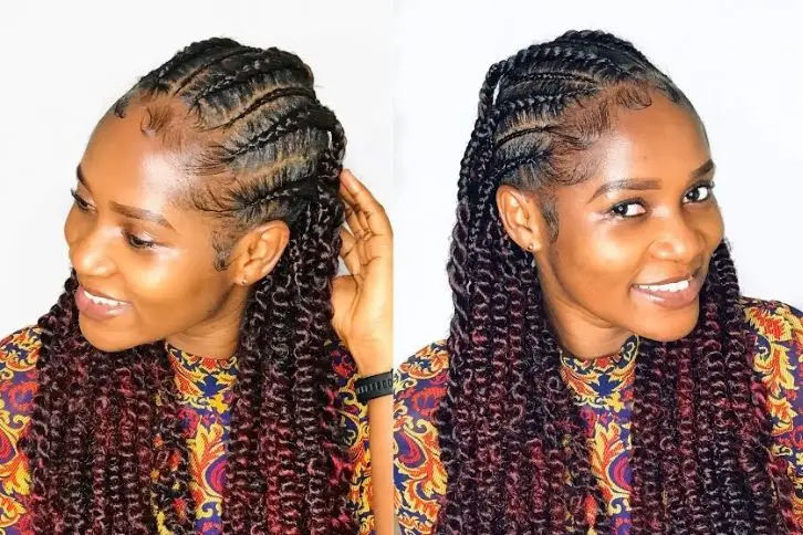 passion twist infused feed in braids