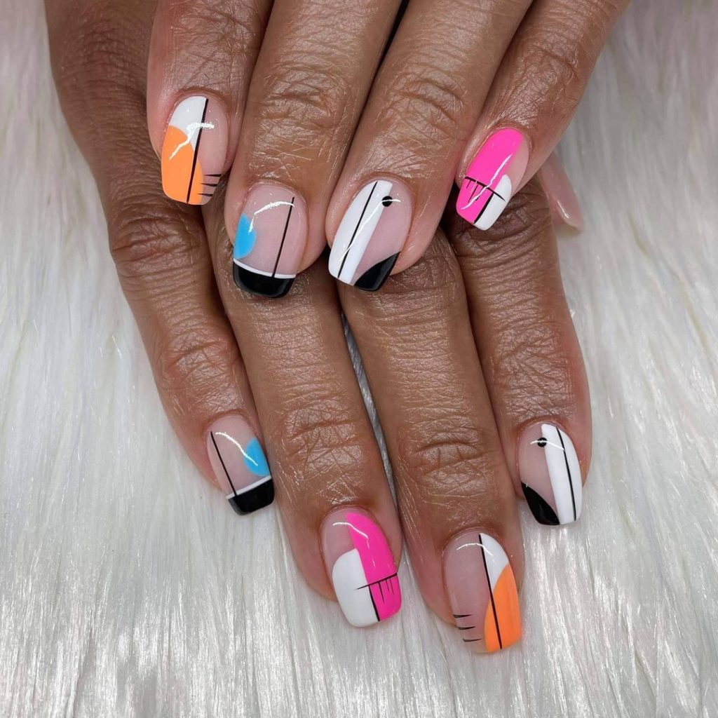 geometric squared short nails