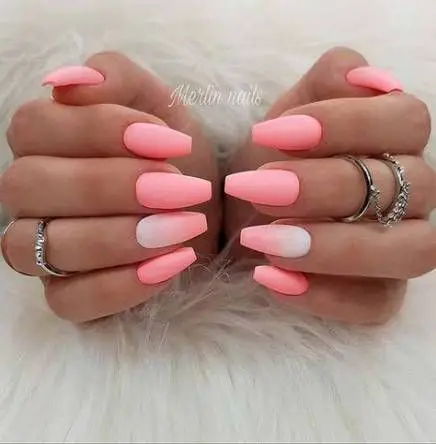 simple peach bold color nail design ideas