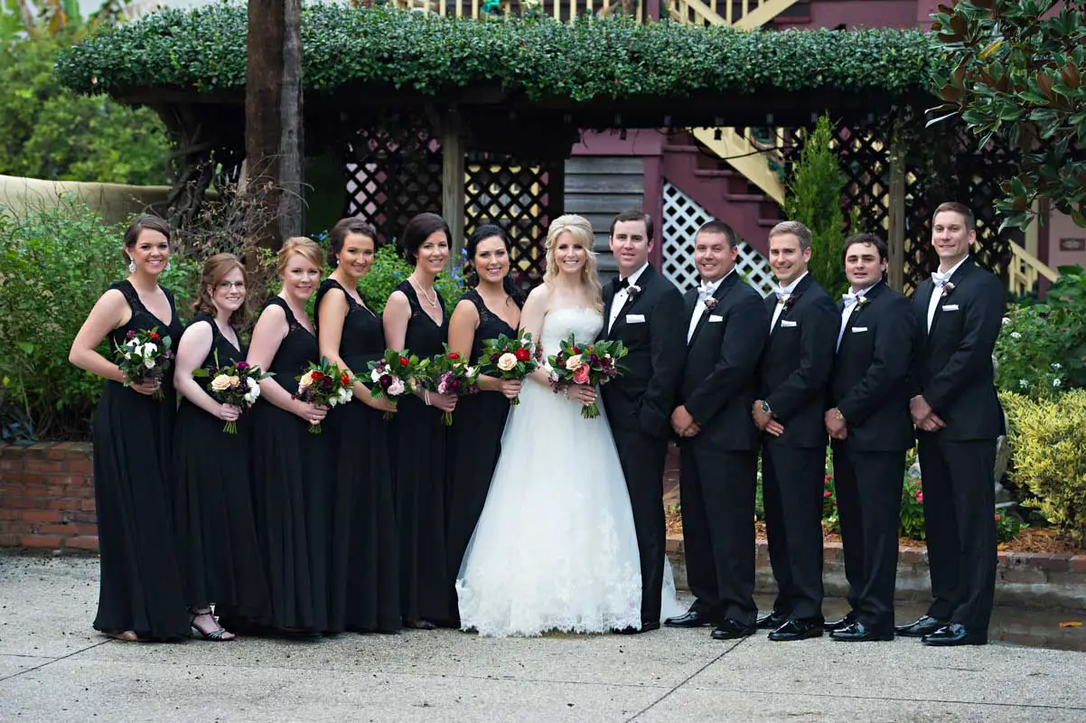 Black bridesmaid and groomsmen outfit 