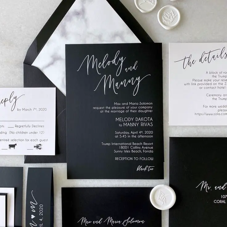 Black invitation suite 