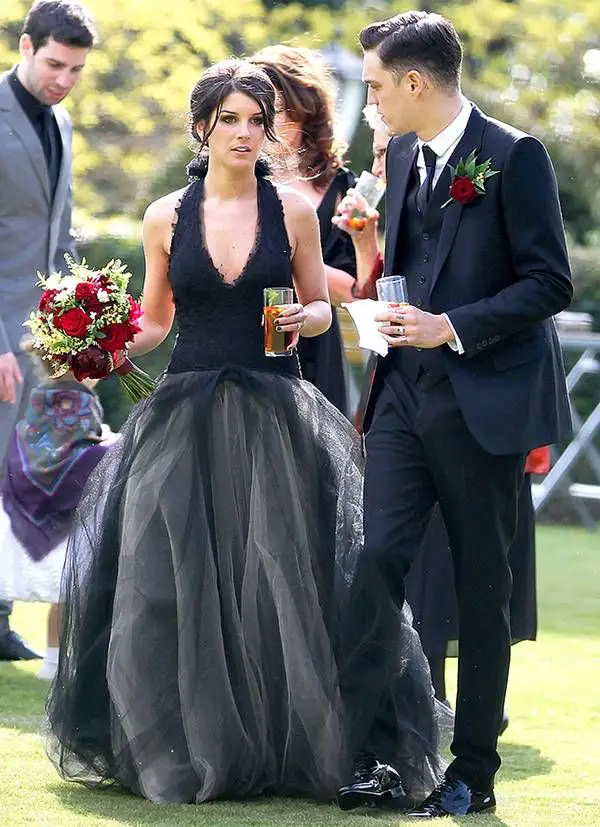 Black wedding dress and suits 