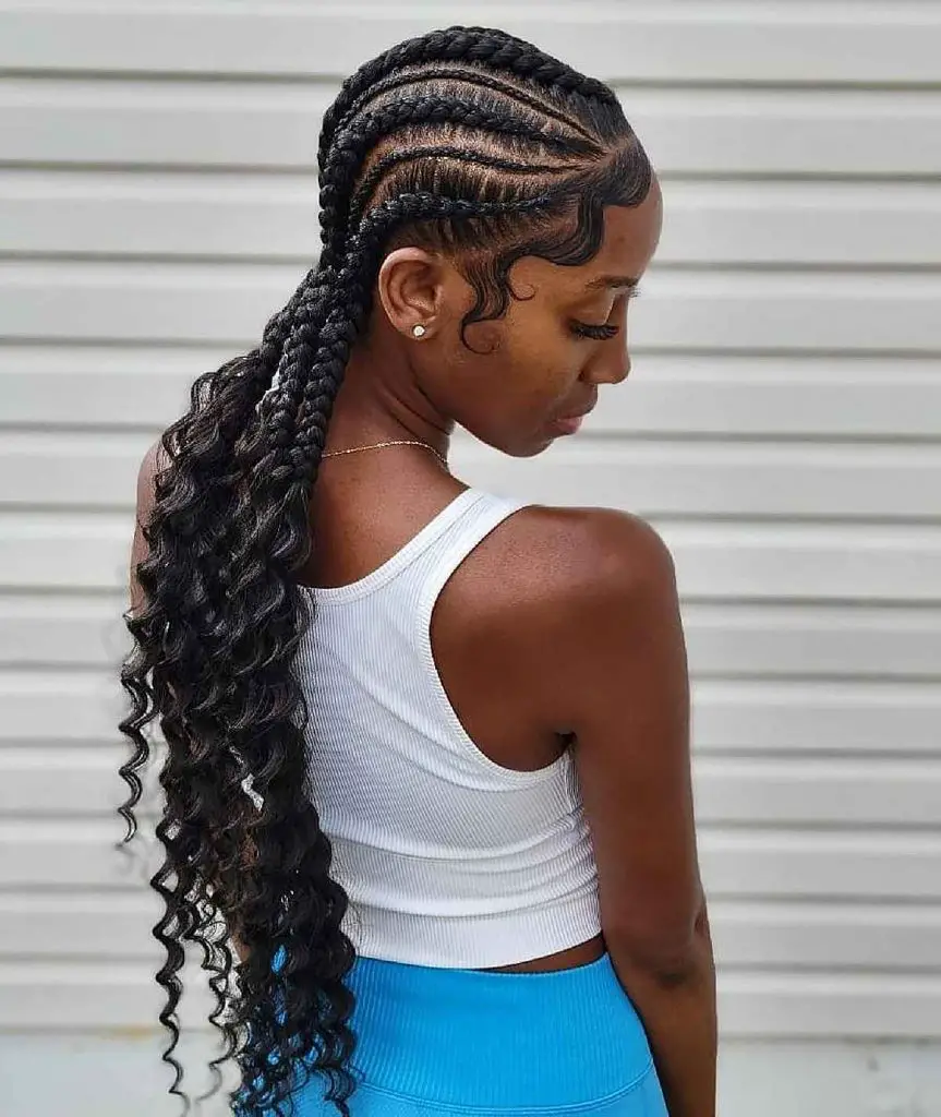 goddess-braids with curly tips