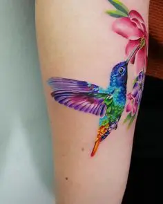 humming bird and flower tattoo