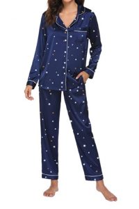 satin star printchristmas pajamas women