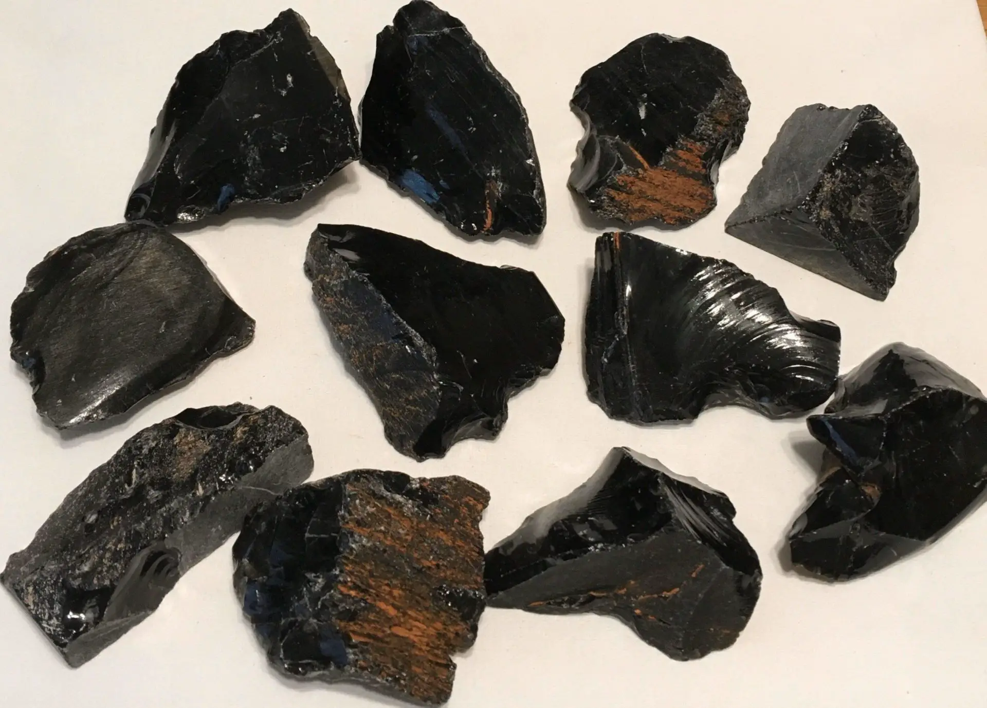 raw black obsidian stone